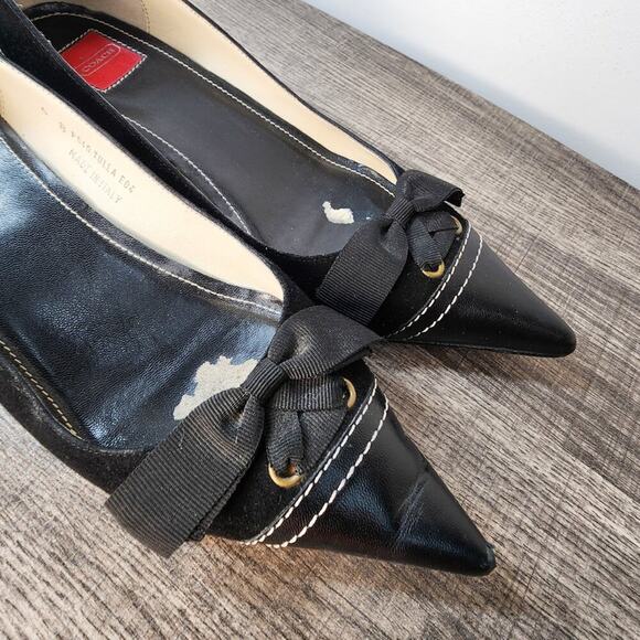 Coach Black Tully Kid Made in Italy Kitten Heels Size 6 Office Work Business - Picture 3 of 8